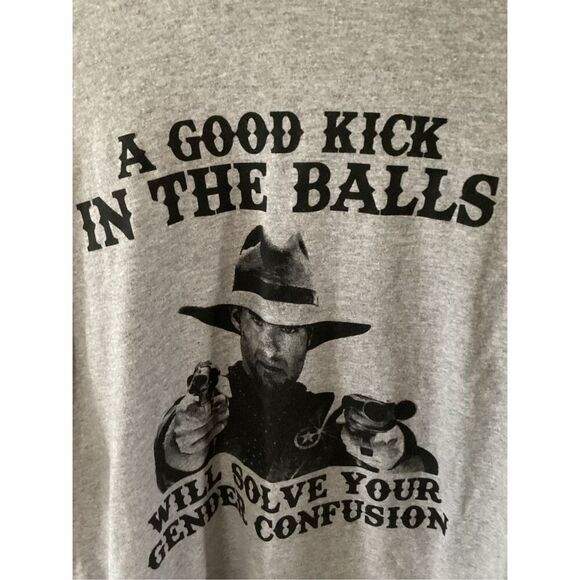 Clint Eastwood T Shirt A good Kick In The Balls Will Solve Your Gender Confusion - Picture 2 of 5